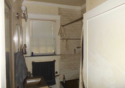 Residential bathroom with smoke and fire damage