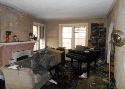 Living Room destroyed after a fire