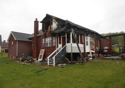 Brick house destroyed by a fire