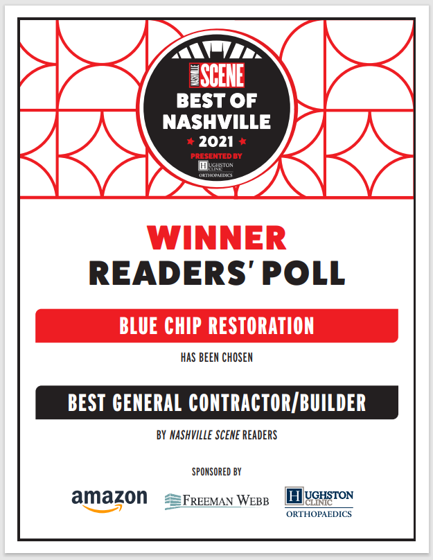 Nashville Scene Best of Nashville Readers' Poll Winners Certificate for Best General Contractor/Builder